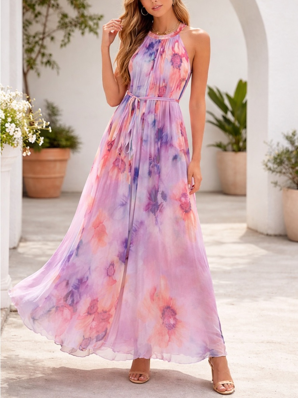 Beautiful Watercolor Maxi Dress – No Brand Tag